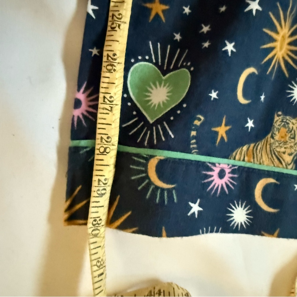 PJ Salvage Navy Celestial Print Button-Up Pajama Set with Mint Trim - Picture 6 of 12